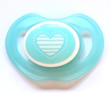 Schnuller türkis mit Herz SPEZIALVERSCHLUSS!