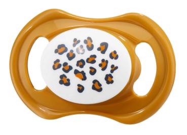 Schnuller senffarben-weiß Tigerfell SPEZIALVERSCHLUSS!