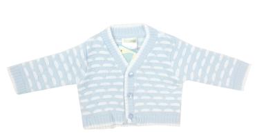 Strickjacke mit schönem Muster, hellblau-weiß,Gr. 46-48