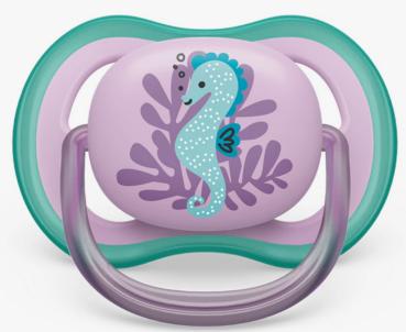 Schnuller Seepferdchen lila mit grünem Randichtgrün mit blauem Randes lila