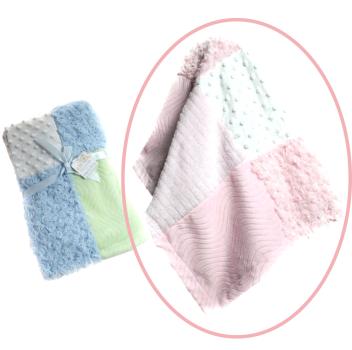 Babydecke Patchwork rosa-weiß