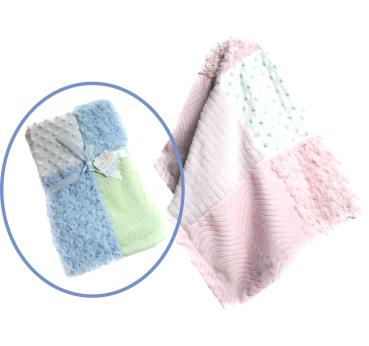 Babydecke Patchwork hellblau-weiß