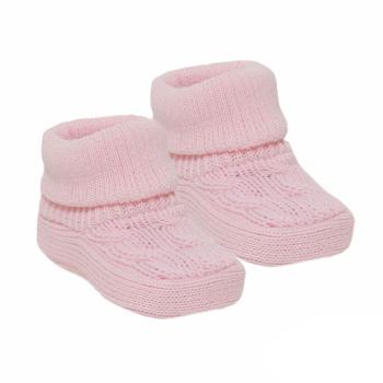 Babyschuh -Strickschuh mit dreifach - Zopfmuster, rosa, Gr. newborn