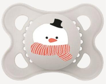 Schnuller Schneemann mit Mütze, grau