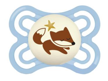 Schnuller Fuchs mit Stern, hellblau, leuchtend