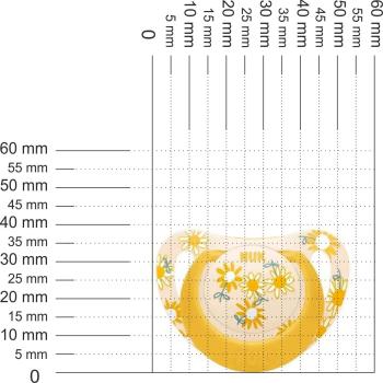 Preview: Schnuller zartes helles gelb mit Motiv gelbe Blumen