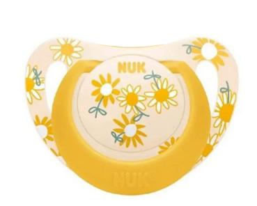 Schnuller zartes helles gelb mit Motiv gelbe Blumen