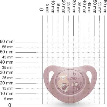 Preview: Schnuller beigerot mit Ring, Motiv Affenmama mit Babys