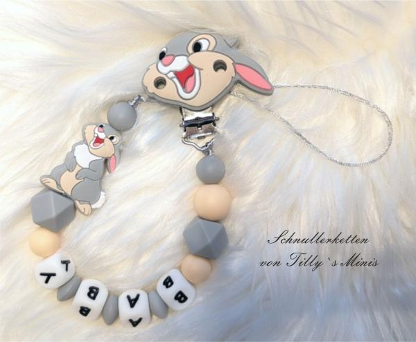 Schnullerkette Disney Hase 1, grauim Dunklen