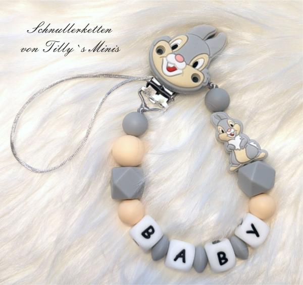 Schnullerkette Disney Hase 2, grau