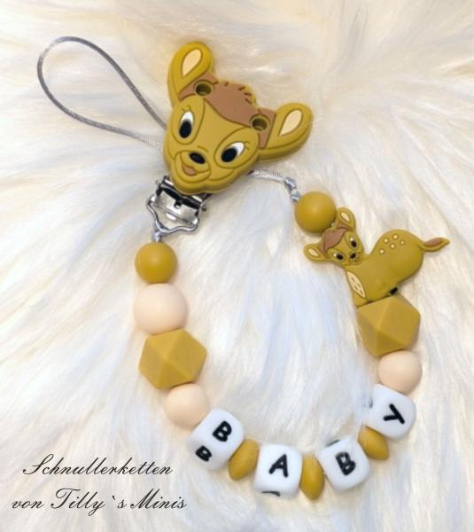 Schnullerkette Disney Bambi, senffarben