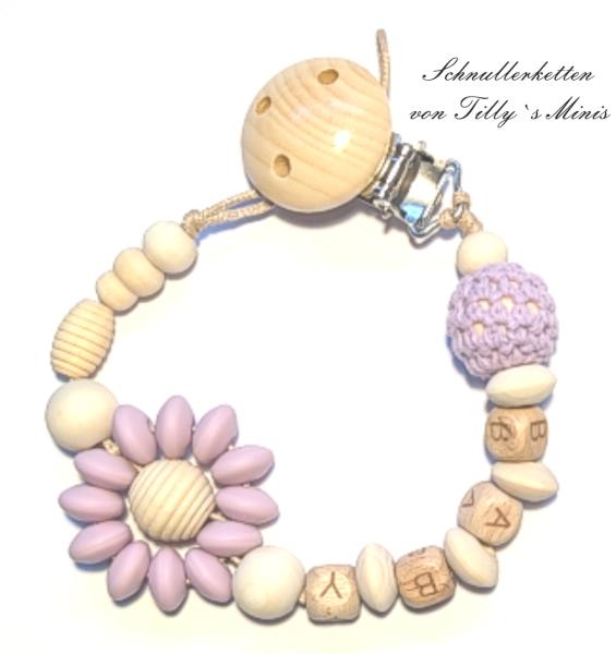 Schnullerkette Blume, flieder