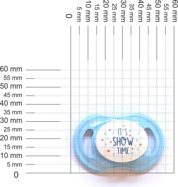 Schnuller hellblau-weiß It`s Show Time SPEZIALVERSCHLUSS!