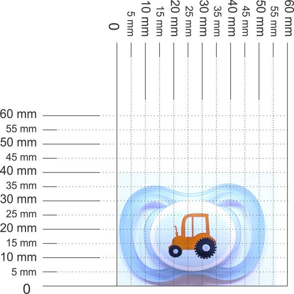 Schnuller hellblau mit Traktor SPEZIALVERSCHLUSS!dkröte SPEZIALVERSCHLUSS!
