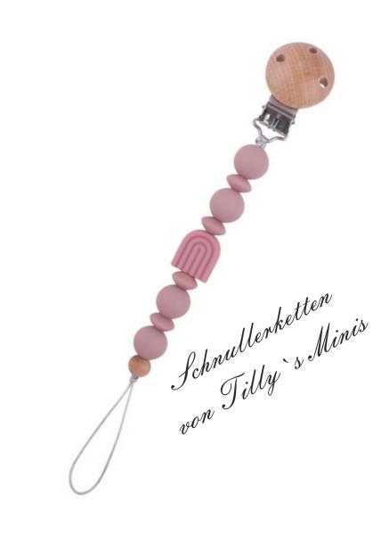 Schnullerkette Regenbogen, altrosa/blush
