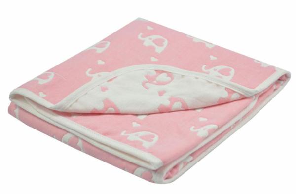 Babydecke / Wendedecke "Elefant" in rosa, Baumwolle-2