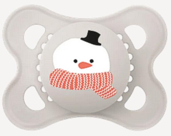 Schnuller Schneemann mit Mütze, grau