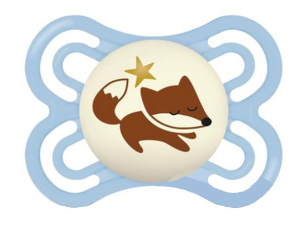 Schnuller Fuchs mit Stern, hellblau, leuchtend