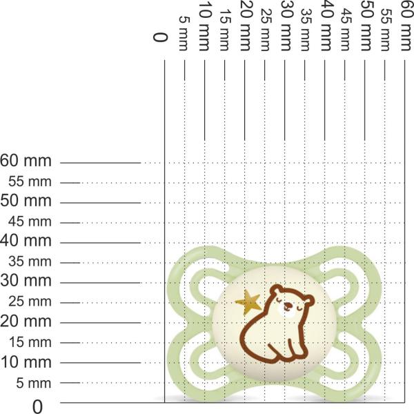Schnuller Bärchen mit Stern, hellgrün, leuchtend