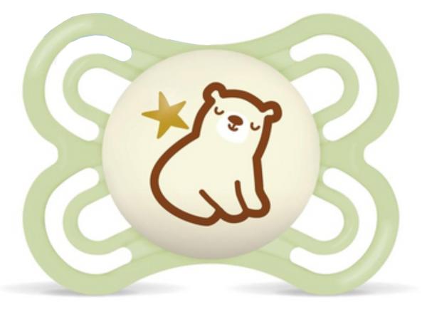 Schnuller Bärchen mit Stern, hellgrün, leuchtend