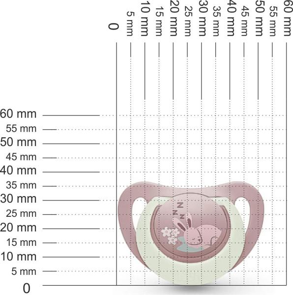 Schnuller korallenrot mit weißem Ring, Motiv Häschen schläft, leuchtet in der Nacht SPEZIALVERSCHLUSS!