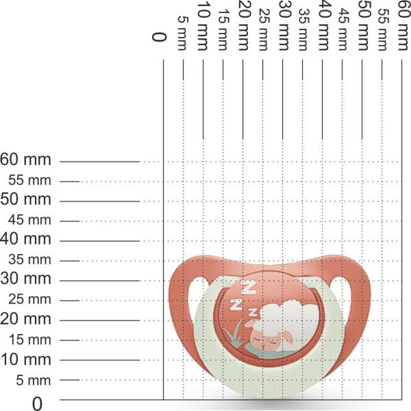 Schnuller beigerot mit weißem Ring, Motiv Schäfchen schläft, leuchtet in der Nacht SPEZIALVERSCHLUSS!