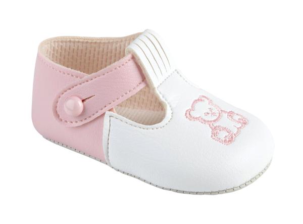 Babyschuh – mit weicher Sohle, Teddy Baby Pods, Größe 0, rosa-weiß
