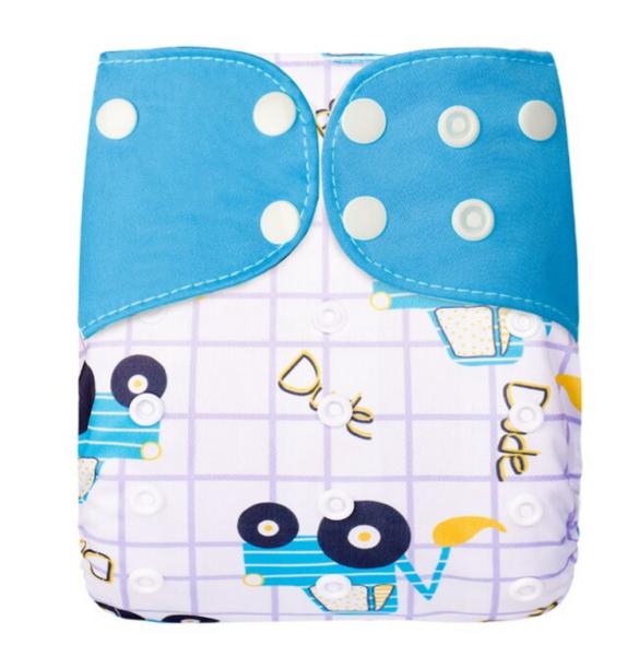 Stoffwindel Bagger - dude, blau-weiß, Größe 50-80 cm