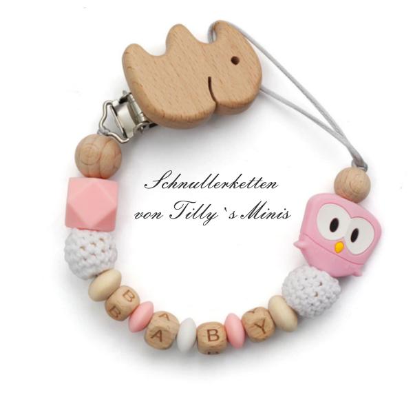Schnullerkette Clip Elefant - Eule - 55